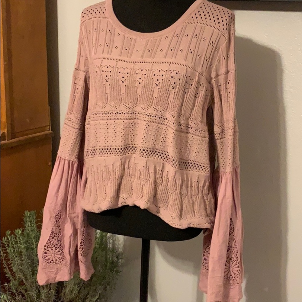 Altar”d State purple top with bell sleeves